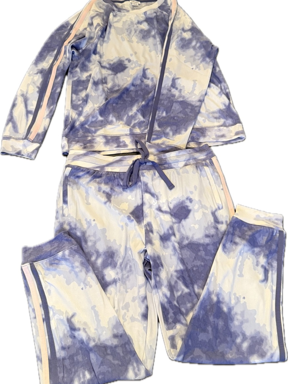 Splendid brand blue & white soft tye-dye set; long sleeve top & jogger pants XL